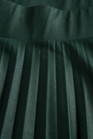 Green Metallic Pleated Skirt